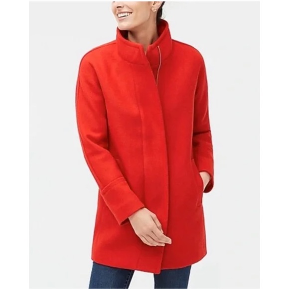 J. Crew Factory Jackets & Blazers - J. Crew Factory City Coat in Red Holiday Wool Blend Size 8